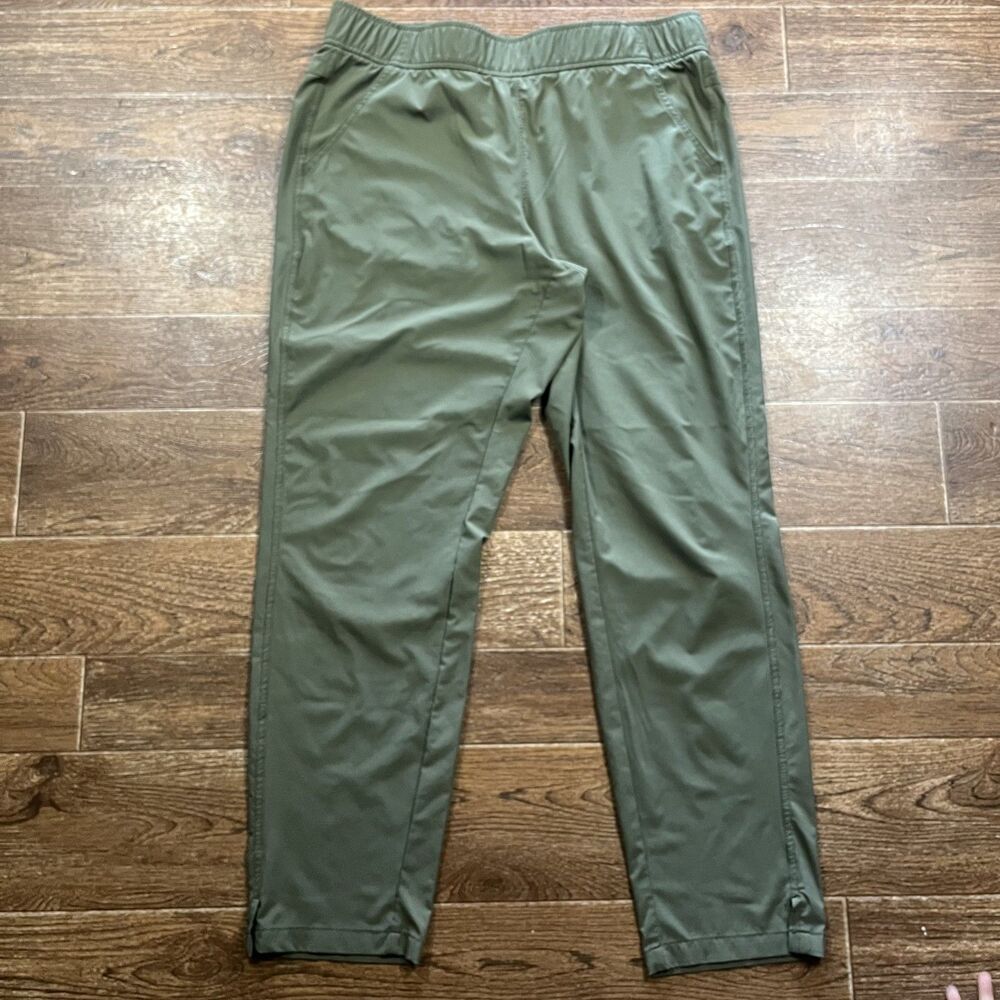 Eddie Bauer Departure Ankle Pants Womens M Olive Green Commuter Travel Pull On